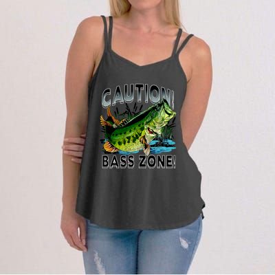 Caution Bass Zone Fishing Women's Strappy Tank