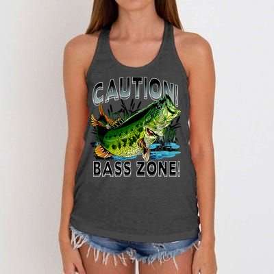 Caution Bass Zone Fishing Women's Knotted Racerback Tank