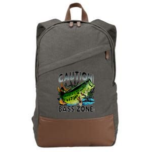 Caution Bass Zone Fishing Cotton Canvas Backpack