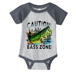 Caution Bass Zone Fishing Infant Baby Jersey Bodysuit