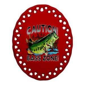 Caution Bass Zone Fishing Ceramic Oval Ornament