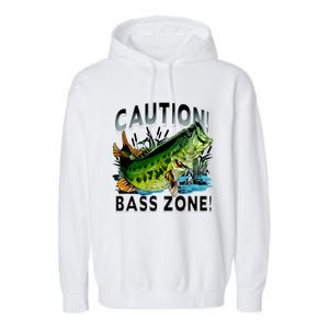 Caution Bass Zone Fishing Garment-Dyed Fleece Hoodie