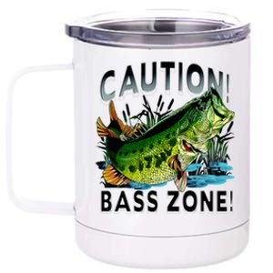 Caution Bass Zone Fishing 12 oz Stainless Steel Tumbler Cup