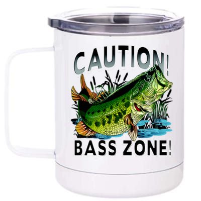 Caution Bass Zone Fishing 12 oz Stainless Steel Tumbler Cup