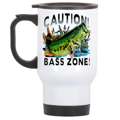 Caution Bass Zone Fishing Stainless Steel Travel Mug