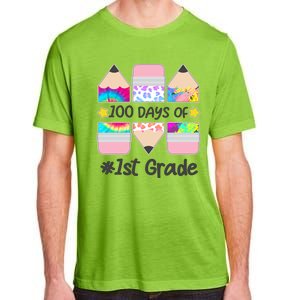 Cute Colorful 100 Days Of 1st Grade Adult ChromaSoft Performance T-Shirt