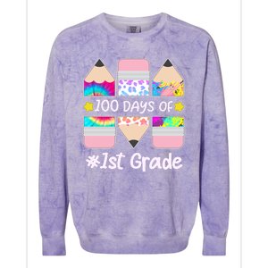 Cute Colorful 100 Days Of 1st Grade Colorblast Crewneck Sweatshirt