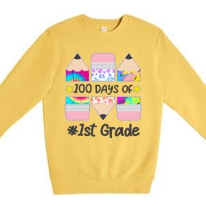 Cute Colorful 100 Days Of 1st Grade Premium Crewneck Sweatshirt