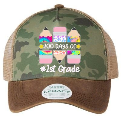 Cute Colorful 100 Days Of 1st Grade Legacy Tie Dye Trucker Hat