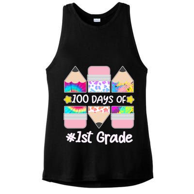 Cute Colorful 100 Days Of 1st Grade Ladies PosiCharge Tri-Blend Wicking Tank