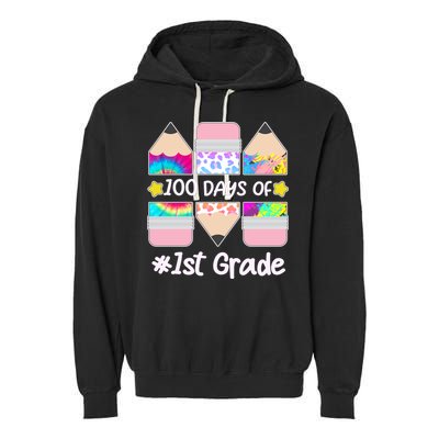 Cute Colorful 100 Days Of 1st Grade Garment-Dyed Fleece Hoodie