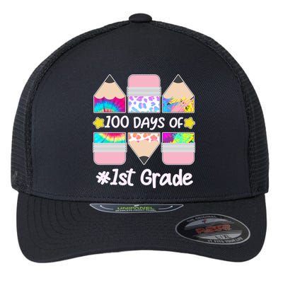 Cute Colorful 100 Days Of 1st Grade Flexfit Unipanel Trucker Cap