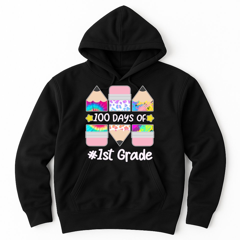 Cute Colorful 100 Days Of 1st Grade Hoodie