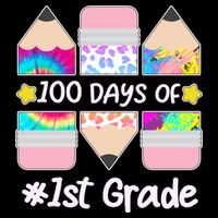 Cute Colorful 100 Days Of 1st Grade Drawstring Bag