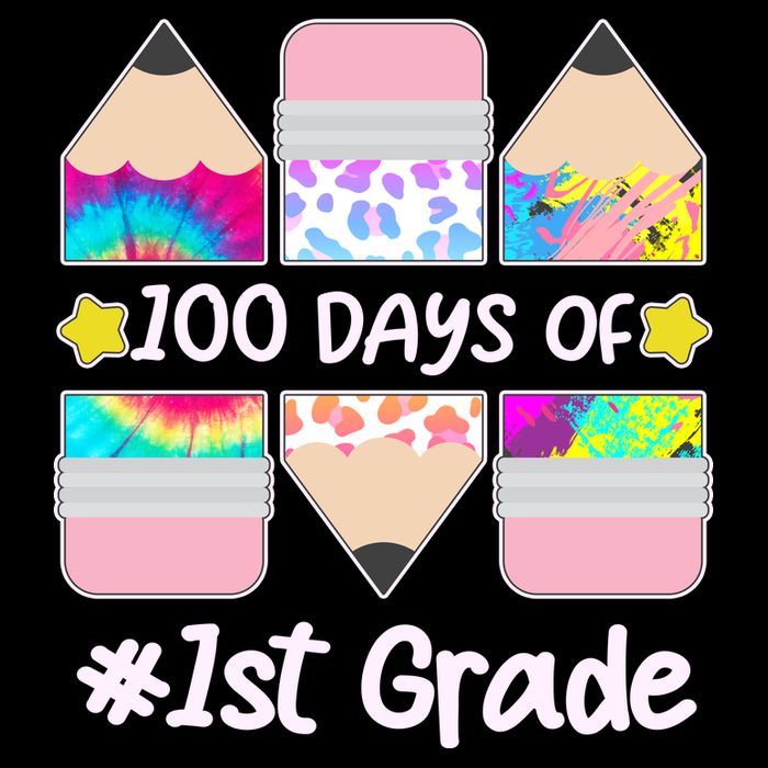 Cute Colorful 100 Days Of 1st Grade Drawstring Bag