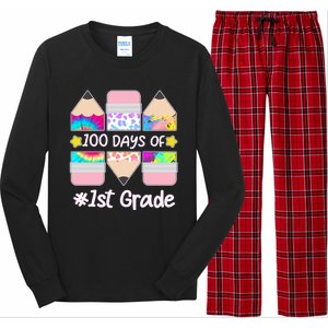 Cute Colorful 100 Days Of 1st Grade Long Sleeve Pajama Set