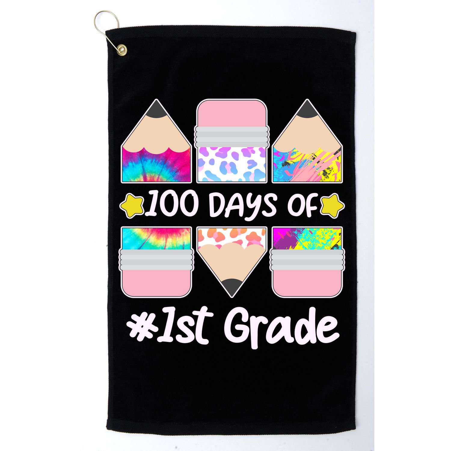 Cute Colorful 100 Days Of 1st Grade Golf Towel