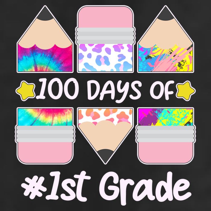 Cute Colorful 100 Days Of 1st Grade Golf Towel