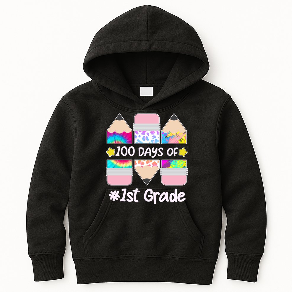 Cute Colorful 100 Days Of 1st Grade Kids Hoodie
