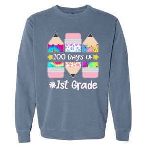 Cute Colorful 100 Days Of 1st Grade Garment-Dyed Sweatshirt