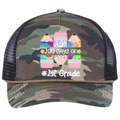 Cute Colorful 100 Days Of 1st Grade Retro Rope Trucker Hat Cap