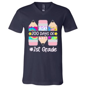 Cute Colorful 100 Days Of 1st Grade V-Neck T-Shirt