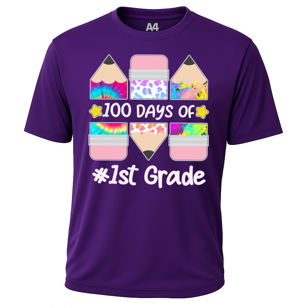 Cute Colorful 100 Days Of 1st Grade Performance Shirt