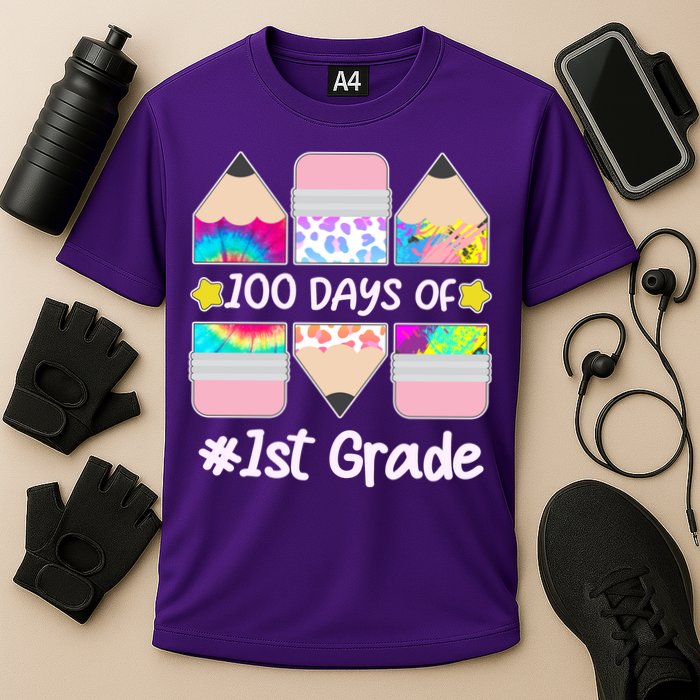 Cute Colorful 100 Days Of 1st Grade Performance Shirt