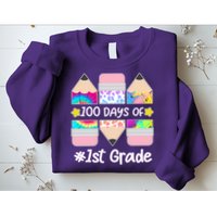 Cute Colorful 100 Days Of 1st Grade Sweatshirt