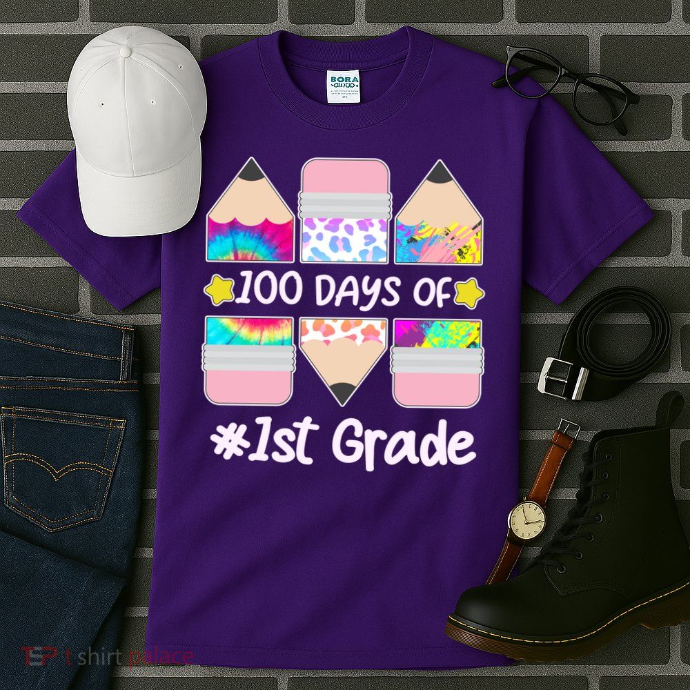 Cute Colorful 100 Days Of 1st Grade Tall T-Shirt