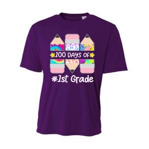 Cute Colorful 100 Days Of 1st Grade Performance Sprint T-Shirt