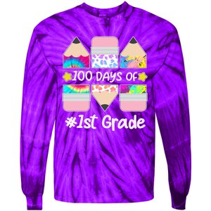 Cute Colorful 100 Days Of 1st Grade Tie-Dye Long Sleeve Shirt