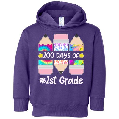 Cute Colorful 100 Days Of 1st Grade Toddler Hoodie