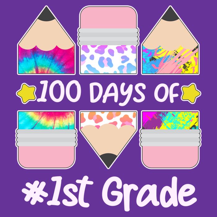 Cute Colorful 100 Days Of 1st Grade Women's V-Neck T-Shirt