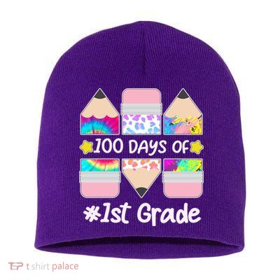 Cute Colorful 100 Days Of 1st Grade Short Acrylic Beanie