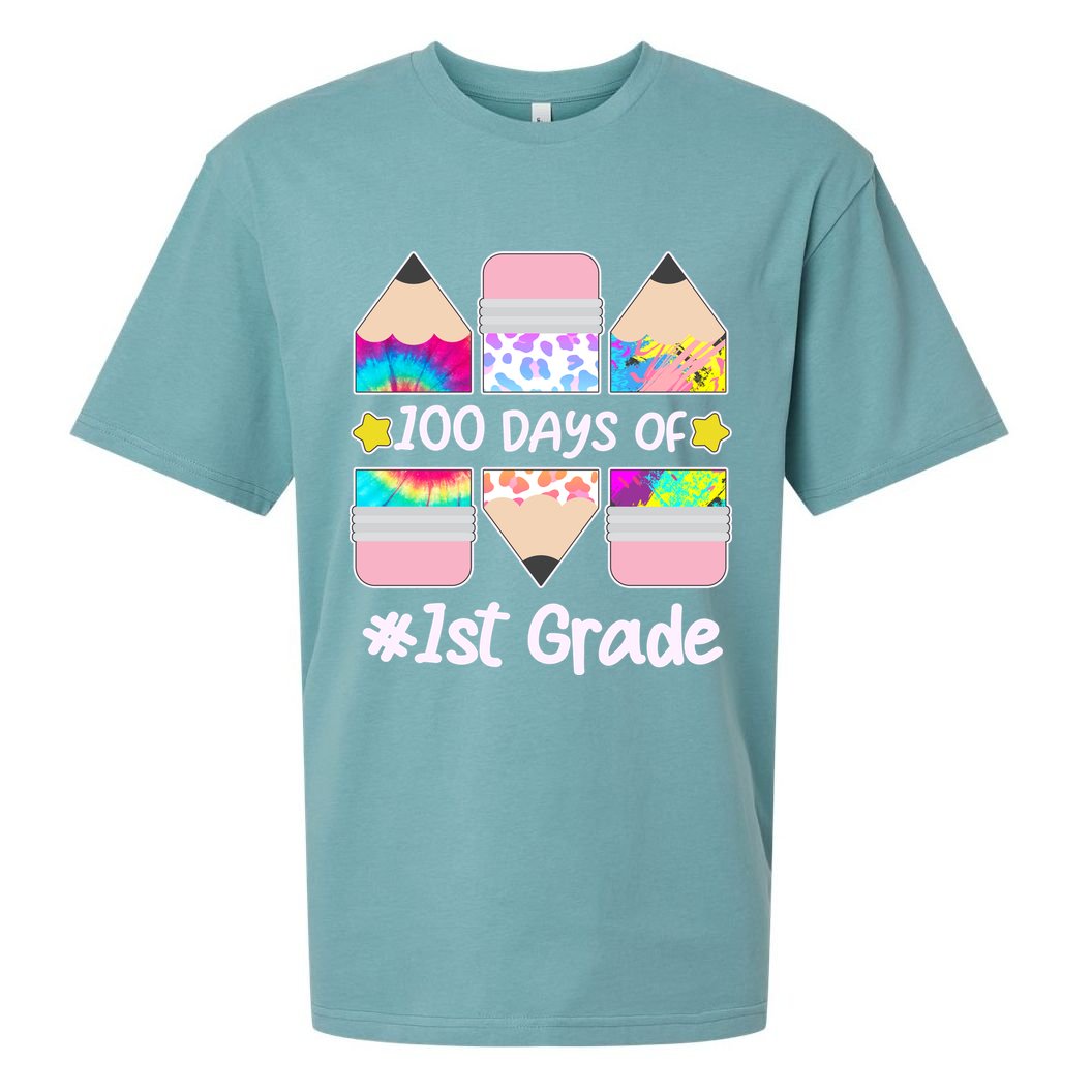 Cute Colorful 100 Days Of 1st Grade Sueded Cloud Jersey T-Shirt