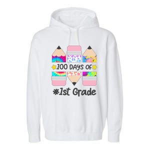 Cute Colorful 100 Days Of 1st Grade Garment-Dyed Fleece Hoodie