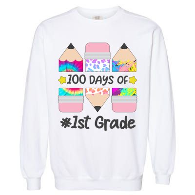Cute Colorful 100 Days Of 1st Grade Garment-Dyed Sweatshirt