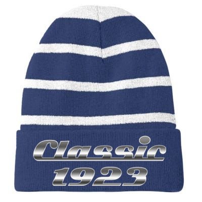 Classic Chrome 1923 100th Birthday Striped Beanie with Solid Band