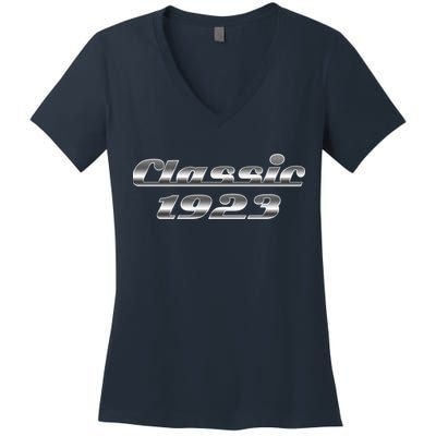 Classic Chrome 1923 100th Birthday Women's V-Neck T-Shirt