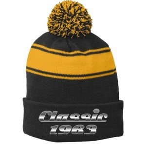 Classic Chrome 1963 60th Birthday Stripe Pom Pom Beanie