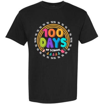 Cute Cool 100 Days Of School Pencil Emblem Garment-Dyed Heavyweight T-Shirt