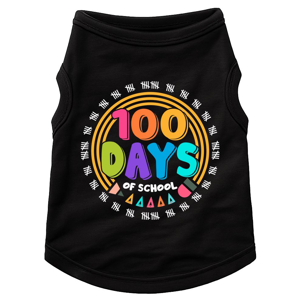 Cute Cool 100 Days Of School Pencil Emblem Doggie Tank