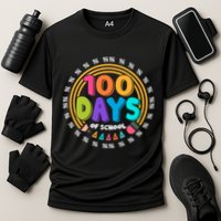 Cute Cool 100 Days Of School Pencil Emblem Cooling Performance Crew T-Shirt