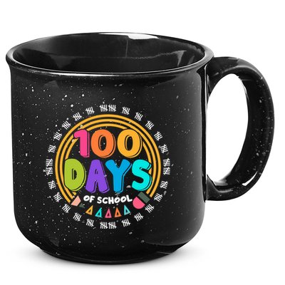 Cute Cool 100 Days Of School Pencil Emblem 15oz Campfire Ceramic Mug