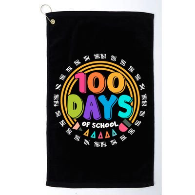 Cute Cool 100 Days Of School Pencil Emblem Golf Towel