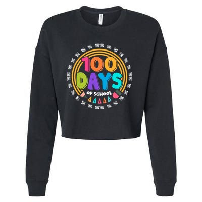 Cute Cool 100 Days Of School Pencil Emblem Cropped Pullover Crew