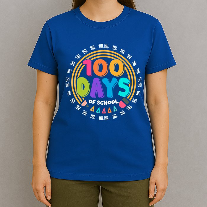 Cute Cool 100 Days Of School Pencil Emblem T-Shirt