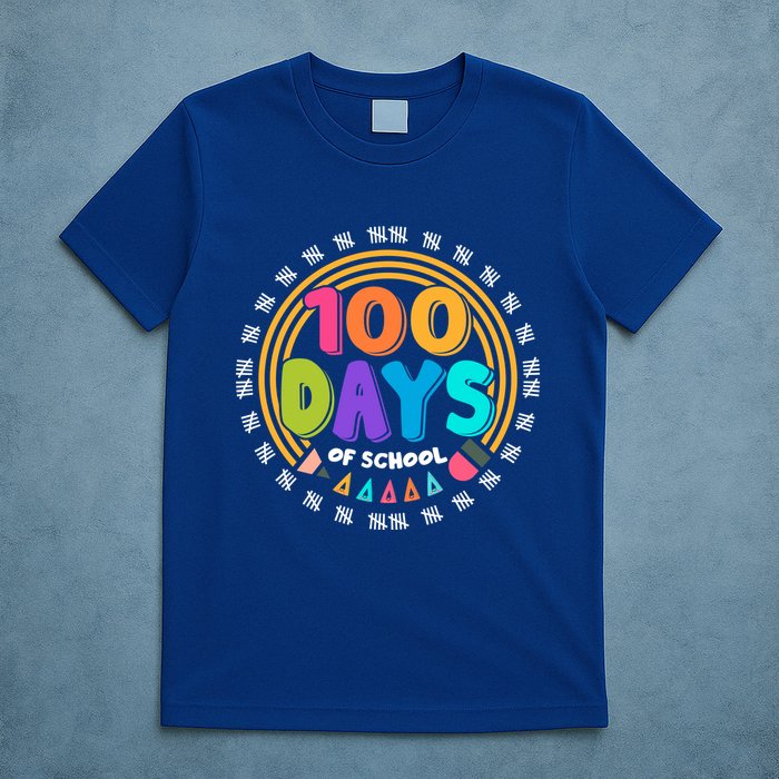 Cute Cool 100 Days Of School Pencil Emblem T-Shirt
