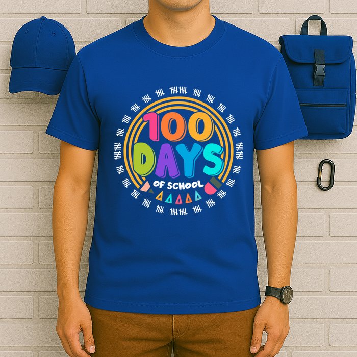 Cute Cool 100 Days Of School Pencil Emblem T-Shirt